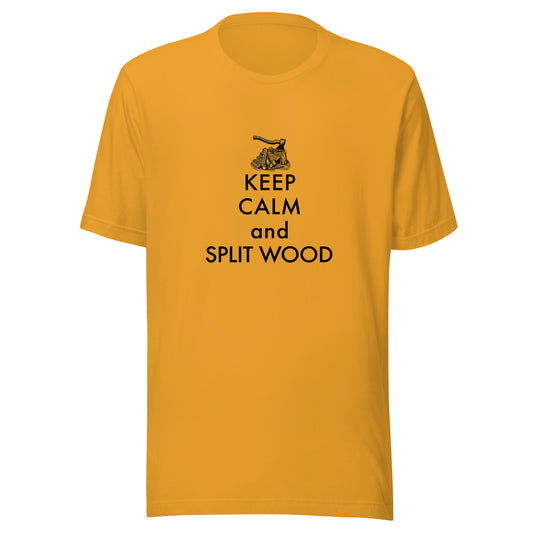 Retro Keep Calm and Split Wood Unisex t-shirt